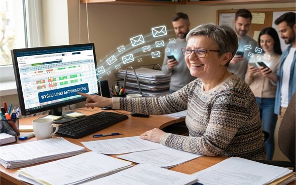 Intendentka wysyła z panelu e-Stołówki linki aktywacyjne, które trafiają jako wiadomości do rodziców odbierających je na telefonach